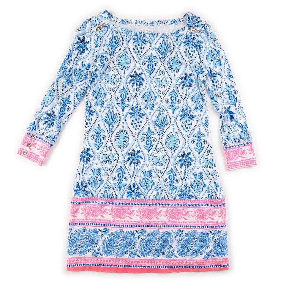 LILLY PULITZER Sophie Dress UPF 50+ in Blue Pink Isle of Tile size XS